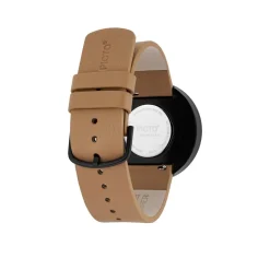 Picto - Cappuccino Lederarmband und Scheibe und schwarzes Uhrengehäuse - 40 mm