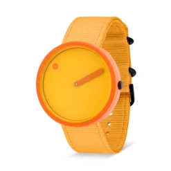 Picto - Feuergelbes Zifferblatt mit feuergelbem Armband - 40 mm