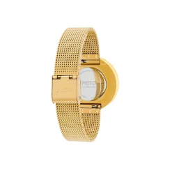 Picto - Helles lavendelfarbenes Zifferblatt und goldenes, Maschenarmband - 34 mm