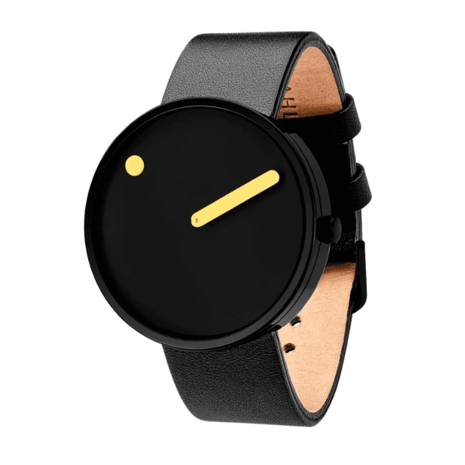 Picto - schwarze Scheibe mit schwarzem Lederband - 40 mm