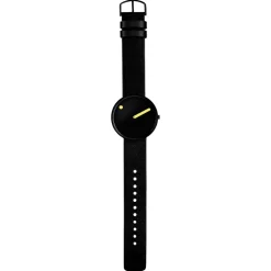 Picto - schwarze Scheibe mit schwarzem Lederband - 40 mm