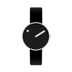 Picto - Schwarzes Zifferblatt mit schwarzem TPU-Armband auf Biobasis und Stahlzifferblatt in 34 mm