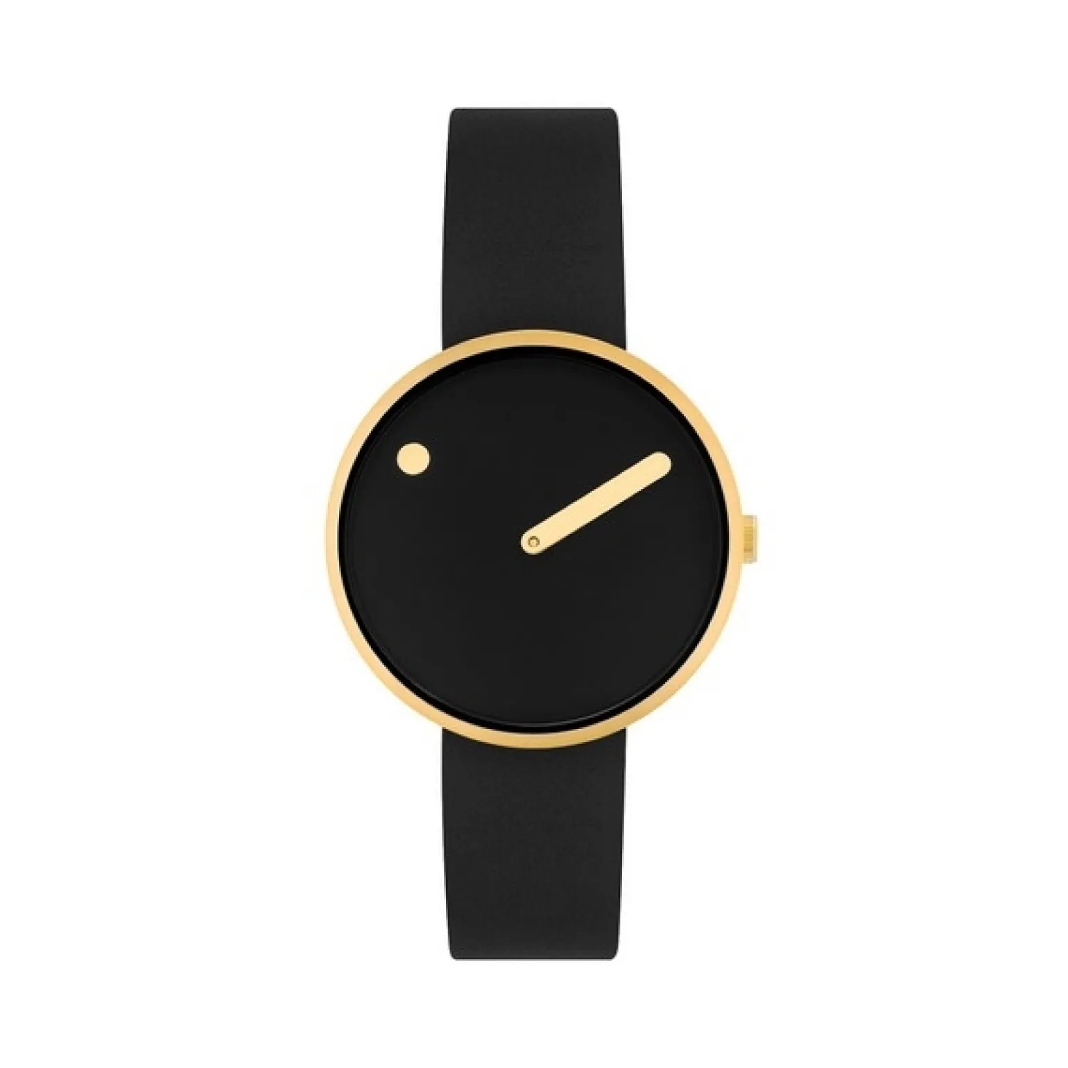 Picto - Schwarzes Zifferblatt und schwarzes Lederband - Größe wählen