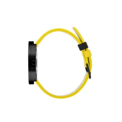 Picto - Schwarzes Zifferblatt mit kanariengelbem Lederarmband - 40 mm