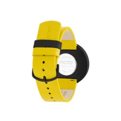 Picto - Schwarzes Zifferblatt mit kanariengelbem Lederarmband - 40 mm