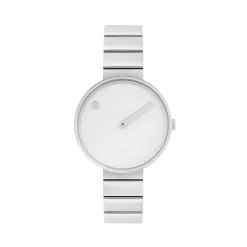 Picto - Weiße Scheibe mit Stahlarmband - 34 mm