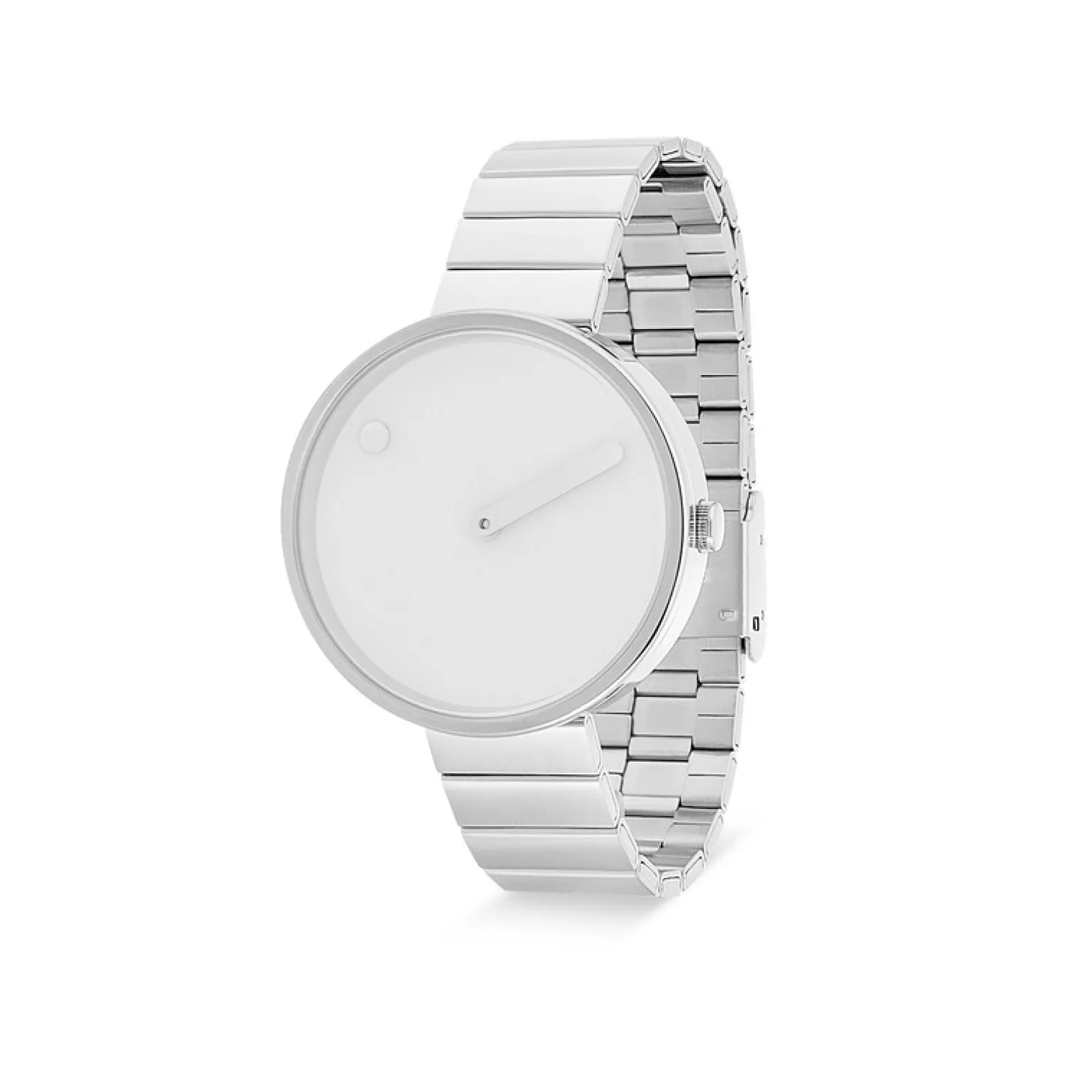 Picto - Weiße Scheibe mit Stahlarmband - 34 mm