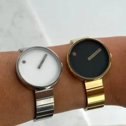 Picto - Weiße Scheibe mit Stahlarmband - 34 mm