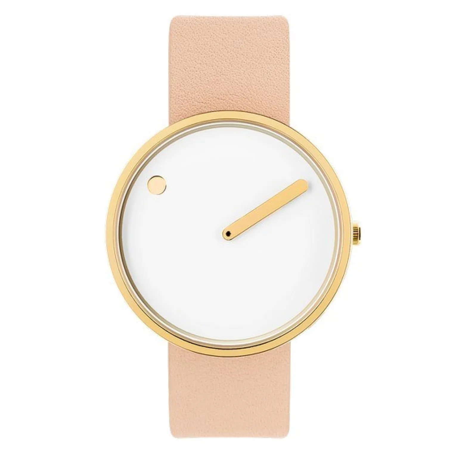 Picto - Weißes Zifferblatt mit nudefarbenem Lederarmband 40mm