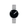 Picto Uhr - Schwarzes Zifferblatt, mattes Stahlnetzarmband