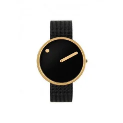 Picto Uhr - Schwarzes Zifferblatt, mattes IP-Mesh-Armband - 30 und 40 mm