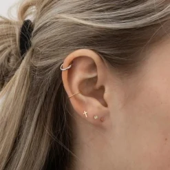 Piercingschmuck - PIERCE52 Labret-Piercing rosa Topas 14kt. gold