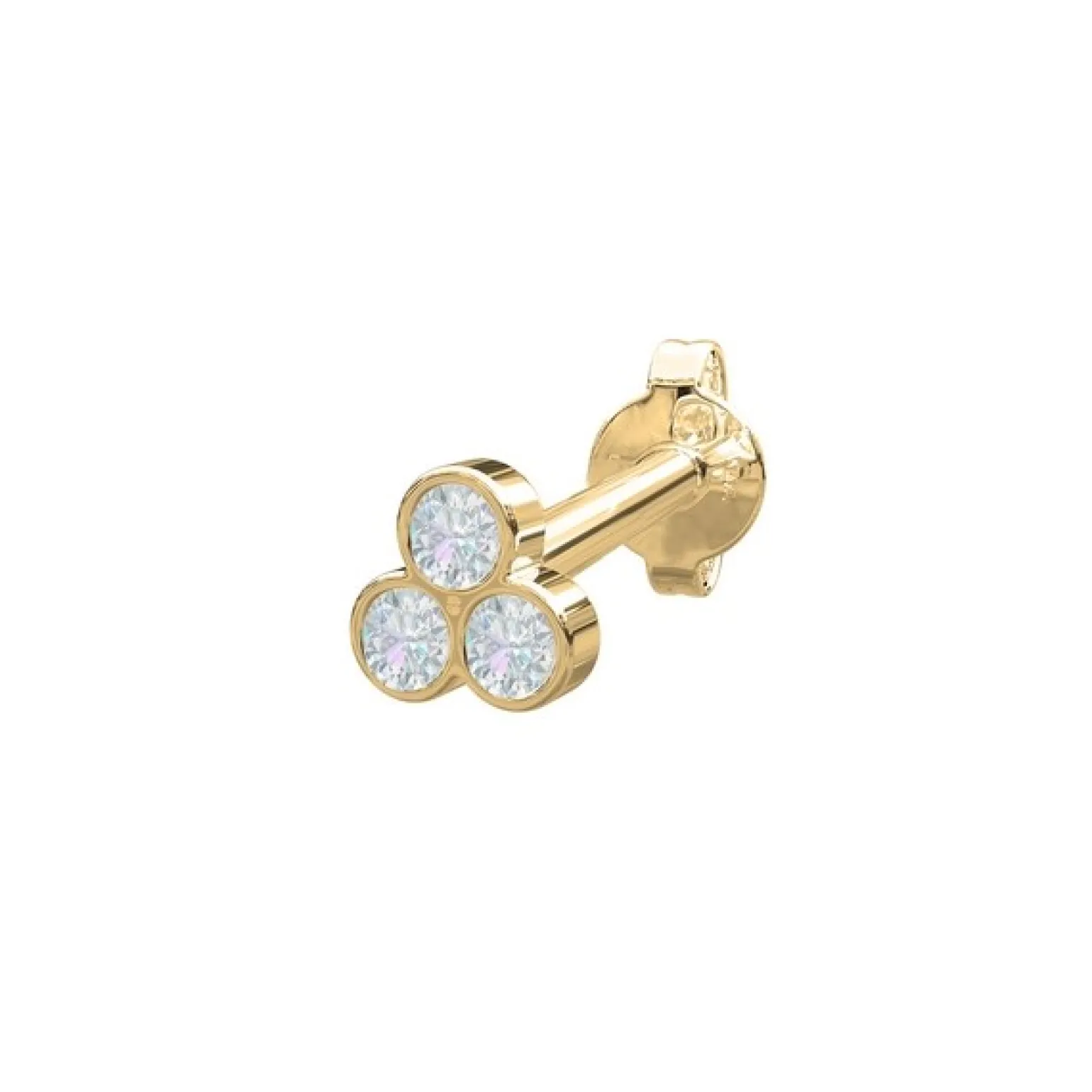 Piercingschmuck - Pierce52, Ohrring aus 14kt. Gold mit 3 Diamanten in Blume