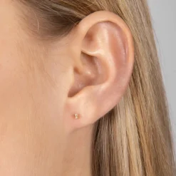 Piercingschmuck - Pierce52, Ohrring aus 14kt. Gold mit 2 Diamanten vertikal