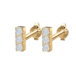 Piercingschmuck - Pierce52, Ohrring aus 14kt. Gold mit 3 Diamanten vertikal