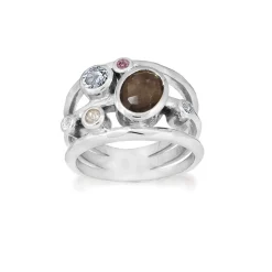 Rabinovich - Glam-Ring aus silber mit farbigen Steinen