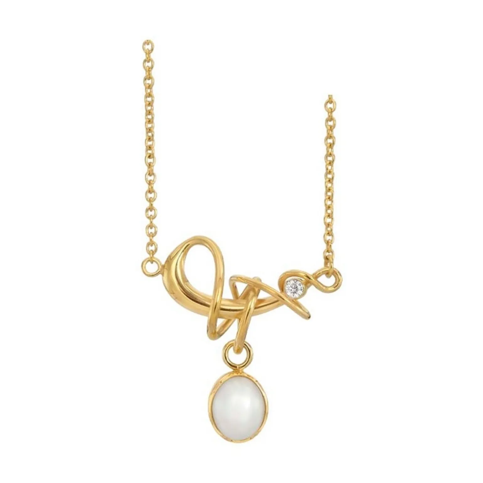 Rabinovich - Winding White Perlenkette in vergoldete silber