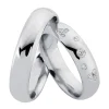 Rhodinierte Eheringe aus Silber mit 9 Diamanten im Damenring