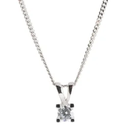 Rhodinierter Silberanhänger mit Zirkonia inkl. Kette