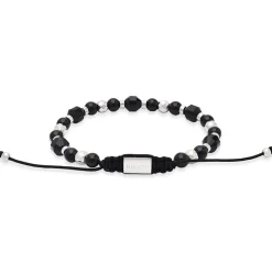 Rico's armband in Stahl mit Achatperlen