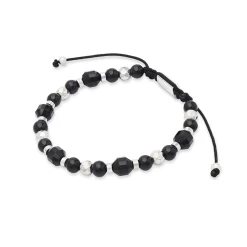 Rico's armband in Stahl mit Achatperlen