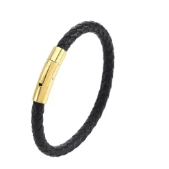 Rico's Lederarmband für Herren in Leder und PVD-Stahl