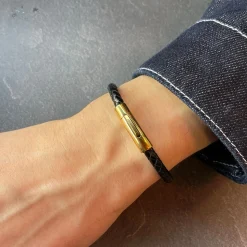 Rico's Lederarmband für Herren in Leder und PVD-Stahl