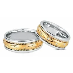 Ringe aus 14 Karat Gold und Weißgold - 13x0,01 Karat Diamanten