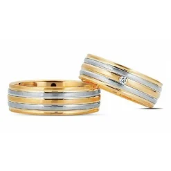 Ringe aus 14 Karat Gold und Weißgold - 1x0,02 Karat Brillant