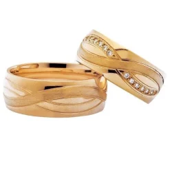 Ringe aus 14 Karat Roségold - 0,28 Diamanten mit Brillantschliff in dem Damenring