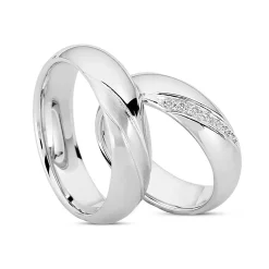 Ringe aus 14 Karat Weißgold - Glänzend mit 7x0,01 Karat Diamanten