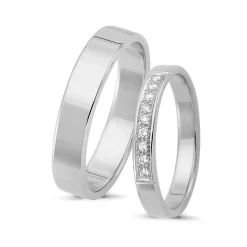 Ringe aus 14 Karat Weißgold - 7 Diamanten im Brillantschliff. Kampagne "Süße Liebe