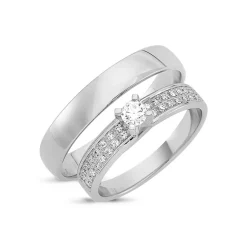 Ringe aus 14 Karat Weißgold - 33 Diamanten im Brillantschliff. Kampagne "Süße Liebe