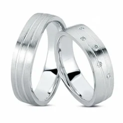 Ringe aus 14 Karat Weißgold - mit 5x0,01 Karat Diamanten