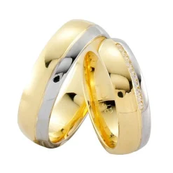 Ringe aus 14 kt Gold und Weißgold - 0,11 kt Diamanten