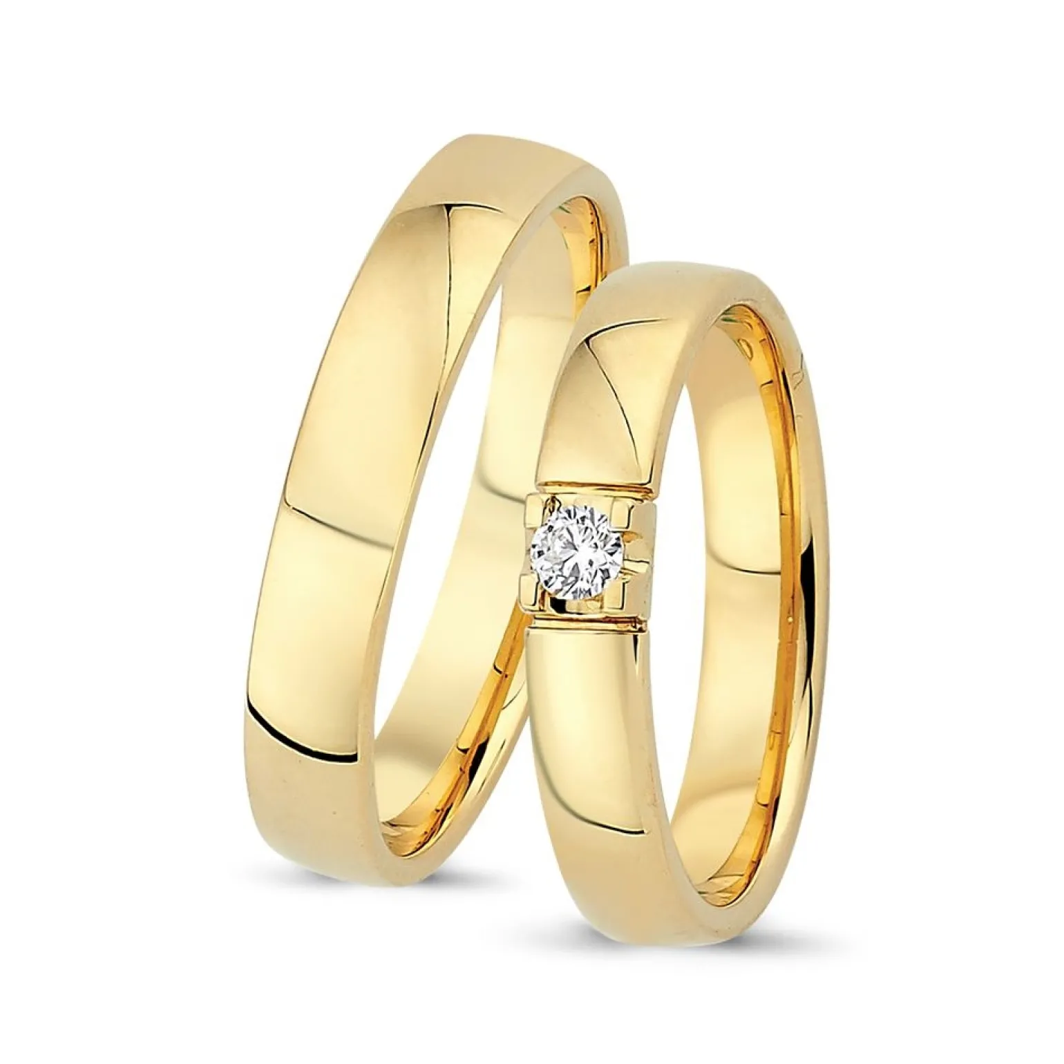 Ringe aus 14 kt Rotgold - mit 0,09 kt Brillant