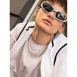 Samie - Halskette mit Kreuz-Anhänger aus vergoldete Stahl