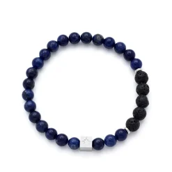 Samie - Loui armband mit blauem Lapis und schwarzem Lavastein