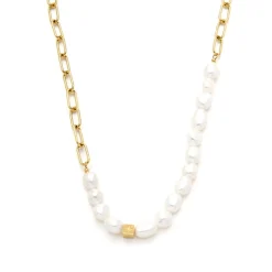 Samie - Perlenkette aus vergoldete Stahl