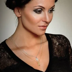 Schutzengel Anhänger in vergoldet - Klein offen