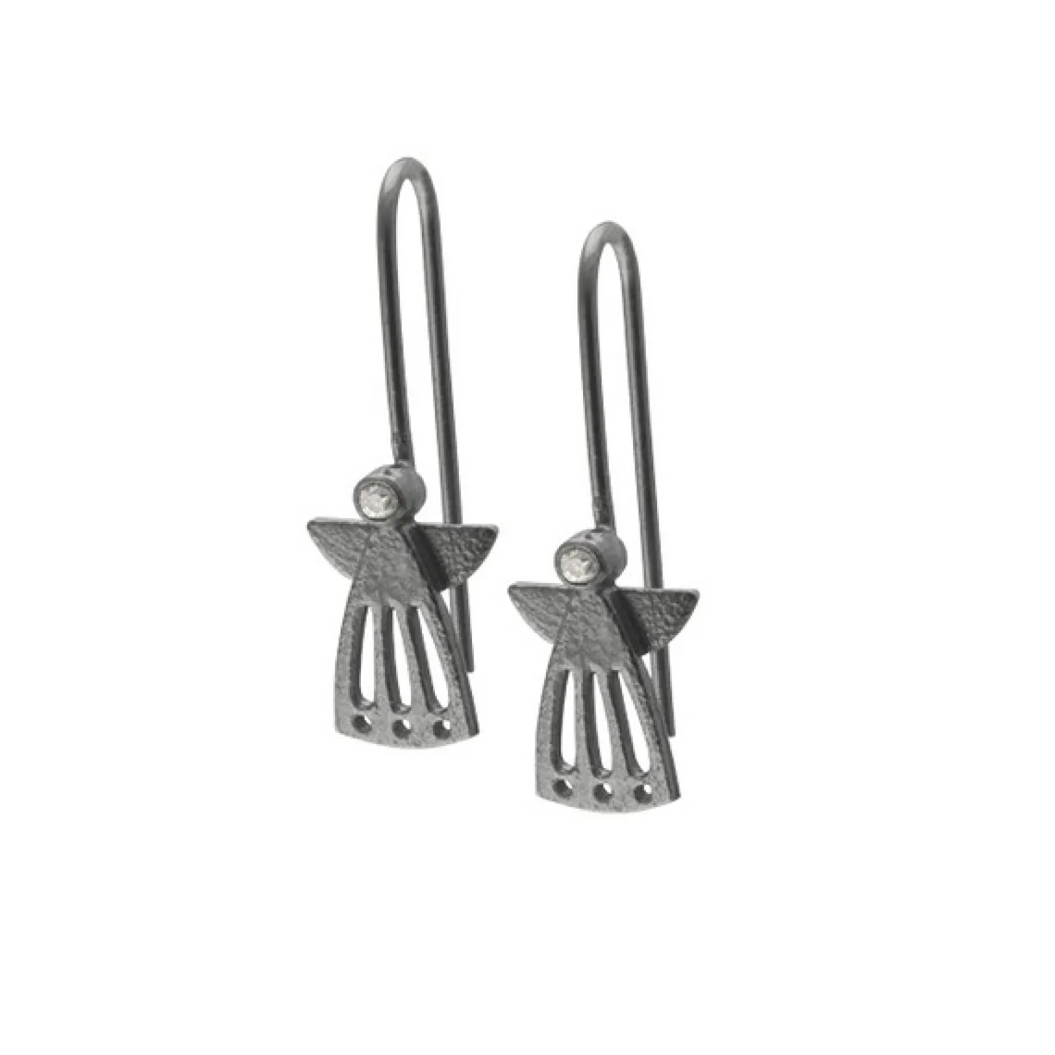 Schutzengel-Ohrring aus oxidiertem silber - Offen