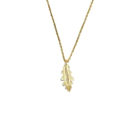 Scrouples - Anhänger mit Blatt aus 8 kt. Gold mit Zirkon und Kette**