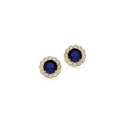 Scrouples - Ohrstecker Rosette blau w. zirkonia 8 kt. gold