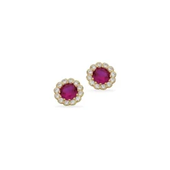 Scrouples - Ohrstecker Rosette rosa w. zirkonia 8 kt. gold