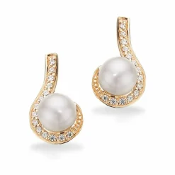 Scrouples - Perlenohrringe aus 8 kt Gold mit zirkonia