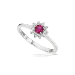 Scrouples - Ring in silber mit rosa und weißer Rosette zirkonia