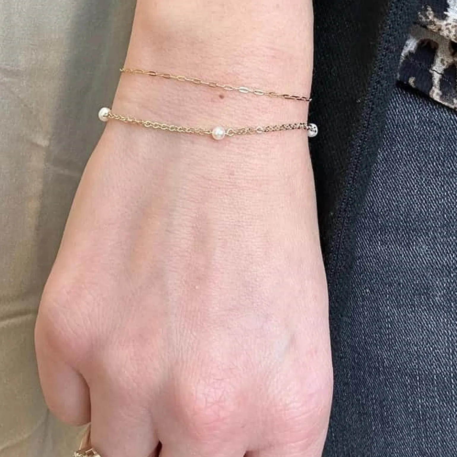 Siersbøl - Armband mit Süßwasserperlen aus 8kt. Gold