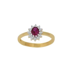 Siersbøl - Ring aus 8kt. Gold mit rotem Rubin und Zirkonen