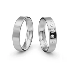 Siersbøl Hochzeit - Eheringe aus 14kt. Weißgold mit Stern (0,09ct.)