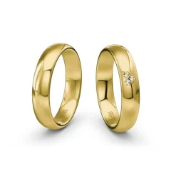 Siersbøl Hochzeit - Eheringe aus 9-14kt. Gold mit Herz mit Brillant (0,021ct.)